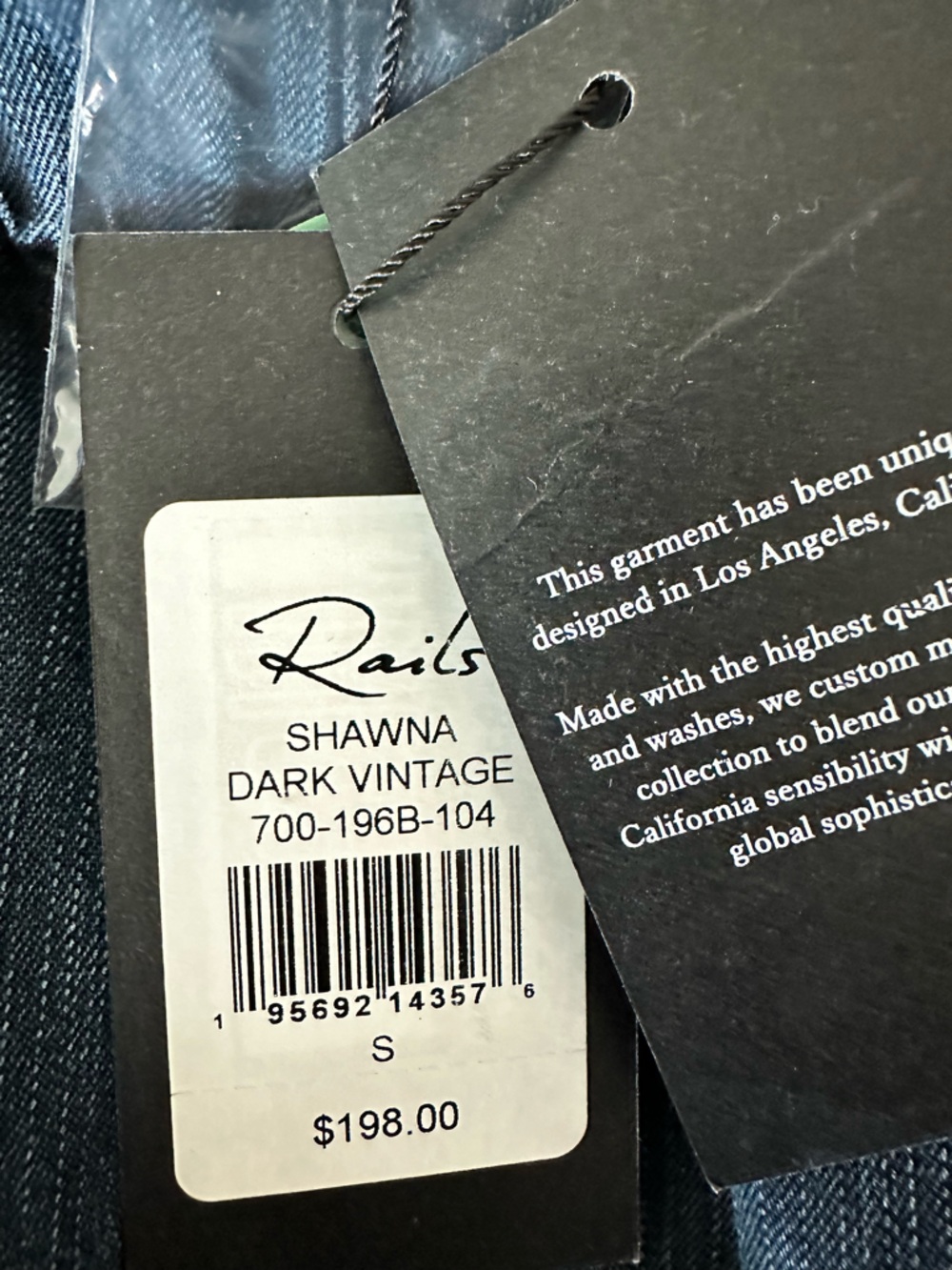 NWT Rails Shawna Dark Vintage Denim Smocked Mini Dress Small S - Picture 8 of 9